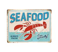 Seafood Restaurant Tin Sign Vintage Plaque Metal Poster Wall Decor For Home Kitchen Garage Bar Pub Art Decor Wall Poster Gift Metal Sign Plaque Poster 8X12 Inches
