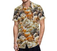 Seafood Risotto Men's Button Down Shirt Casual Short Sleeve Shirts Beach Summer Shirt with Pocket