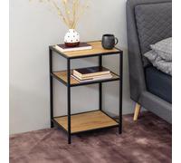 Seaford Bedside Table - 1 Drawer - Oak Melamine and Metal