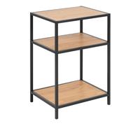Seaford Black Metal Bedside Table with 2 Oak Shelves Furniture To Go Black One Size