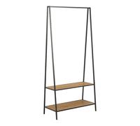 Furniture To Go Seaford Black Metal Clothes Rack With 2 Oak Shelves