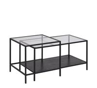 Furniture To Go Seaford Black Metal Coffee Table Set With Glass Top