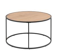 Seaford Black Metal Round Coffee Table with Oak Top Furniture To Go Black One Size