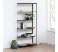 Seaford Bookcase - Open - Oak and Black Metal