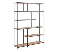 Seaford Bookcase with 5 Shelves in Black and Oak