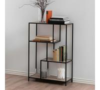 Seaford Bookshelf - Open - Oak and Black Metal