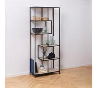 Seaford Bookshelf - Tall Open - Sonoma Oak and Black Metal