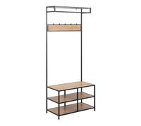 Seaford Clothes Rack with 3 Shelves in Black and Oak