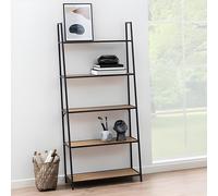 Seaford Ladder Bookcase - Oak and Black Metal