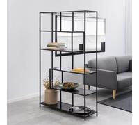 Seaford Large Bookshelf - Black Melamine and Metal