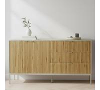 Seaford Large Sideboard - 2 Door - 160cm - Fluted Oak and Grey Metal