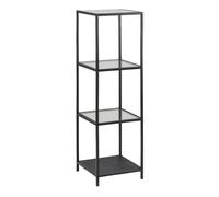 Seaford Narrow Black Metal Bookcase with 3 Glass Shelves, none