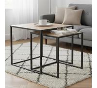 Seaford Nest of Tables - 2 - Square - Oak and Black Metal