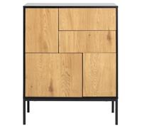 Seaford Oak and Black 80cm Small Sideboard - 3 Doors