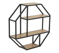 Actona Seaford Floating shelf Wall mounted Melamine, Steel Black, Oak