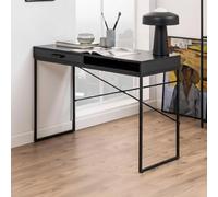 Seaford Office Desk - 1 Drawer - Black Melamine and Metal