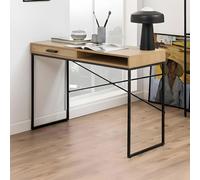 Seaford Office Desk - Oak and Black Metal