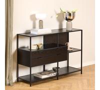 Seaford Shelving Unit - 2 Drawer - Black Melamine and Metal