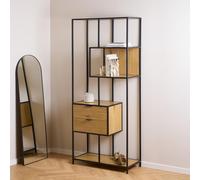 Seaford Shelving Unit - 2 Drawer - Tall - Oak and Black Metal