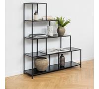Seaford Shelving Unit - Large Open - Black Melamine and Metal