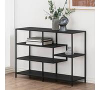 Seaford Shelving Unit - Open - Black Melamine and Metal