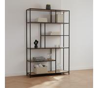 Seaford Shelving Unit - Wide Open - Oak and Black Metal