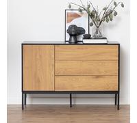 Seaford Small Sideboard - 1 Door - 120cm - Oak and Black Metal