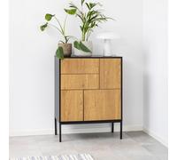 Seaford Small Sideboard - 3 Door - 80cm - Oak and Black Metal