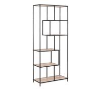 Seaford Tall Black Metal Bookcase with 5 Sonoma Oak Shelves