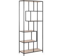 Seaford Tall Black Metal Bookcase with 5 Sonoma Oak Shelves
