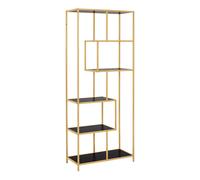 Seaford Tall Gold Metal Bookcase with 5 Black Shelves, none