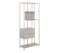 Seaford Tall Grey Metal 2 Drawer Bookcase with 4 Shelves, none