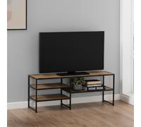 Seaford TV Unit - 120cm - Oak and Black Metal