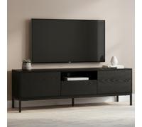 Seaford TV Unit - 2 Drawer - Storage - Black Melamine and Metal