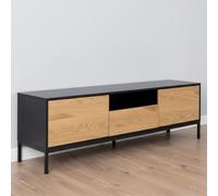 Seaford TV Unit - 2 Drawer - Storage - Oak and Black Metal