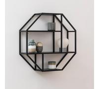 Seaford Wall Rack - Octagonal - Black Melamine and Metal