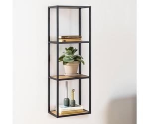 Seaford Wall Shelf - Narrow - Oak and Black Metal