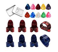SEAFRONT 10 Celluloid Guitar Picks 6 Finger Picks 2 Thumb Kit for Acoustic Guitar Beginners Slide Practice Mandolin Ukulele Accessories with Metal Box