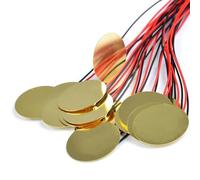 SEAFRONT 15pcs Piezo Pickup, Brass and Ceramic Acoustic Transducer with 0.4mm Thickness, High Sensitivity for Guitar and Drum Applications (20mm diameter & 250mm cord length)