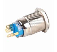 SEAFRONT 19mm Stainless Steel Push Button Switch, LED Illuminated Latching Switch 12V 24V, IP65 Self Locking Flat Head with 1NO1NC for Outdoor Marine Industrial Panels (white)