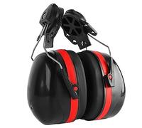 SEAFRONT 2Pcs Hard Hat Attachment Earmuff Adjustable Telescopic Helmet Earmuff for Noise Reduction Lightweight Fashionable Design Red Black PVC Sponge Ear Defenders