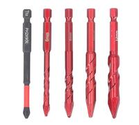 SEAFRONT 4PCS Hex Shank Skewed Head Eccentric Drill Bit Set and 1PC PH2 Bit, Carbide M35 U Slot Rotation for Concrete Wood Steel for Various Drilling