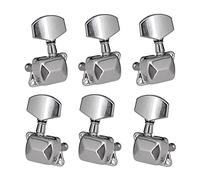 SEAFRONT 6pcs Guitar Tuning Pegs, Chrome Finish, Semi Closed Machine Heads, 1:15 Gear Ratio for Electric Acoustic Guitar (Silver)