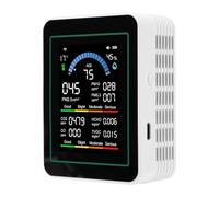 SEAFRONT Air Quality Monitor, ABS Indoor CO2 Detector with WiFi APP Control, 10 in 1 PM2.5 PM10 PM0.3 TVOC HCHO Meter, LCD USB Rechargeable for Home Office Travel