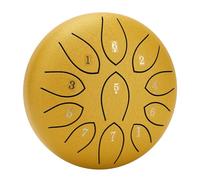 SEAFRONT Chakra Rain Drum 11 Tones 6 Inch Carbon Steel Tongue Drum Complete Kit with Mallets Stand for Relaxation Garden Yard Outdoor Decor (Yellow)