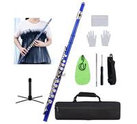 SEAFRONT Closed Hole 16 Keys C Flute Cupronickel Material with Carry Case, Purple Exquisite Design Flute for Performance and Daily Practice Includes Gloves and Mini Screwdrivers (Dark blue)