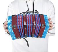 SEAFRONT Concertina Instrument Sky Blue Accordion, Solid Wood Portable Concertina Accordion 20 Buttons with Hand Strap and Carry Bag, for Adults Children Beginners Practice Performance (Blue #12)