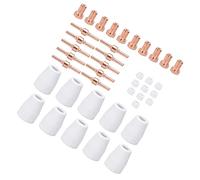 SEAFRONT Cutter Consumables, PT31 Electrode Tips Nozzle Cup Kit, Made from Premium Ceramics and Red Copper, with 40Pcs Replacement Parts, for CT312 CUT50 ACDC TIG200 CT520 CT512P