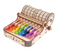 SEAFRONT DIY 8 Tone Xylophone Kit Hand Crank Vintage Wooden Musical Instrument, Educational Toy for Kids Ages 14+ with 8 Metal Keys and Classic Melodies