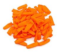 SEAFRONT Finger Cots Finger Protectors Sleeves Latex 100PCS Reusable 6.4 X 2.1cm White Textured Grip with Latex Material for Beauty Nail Electronic Repair (Orange)